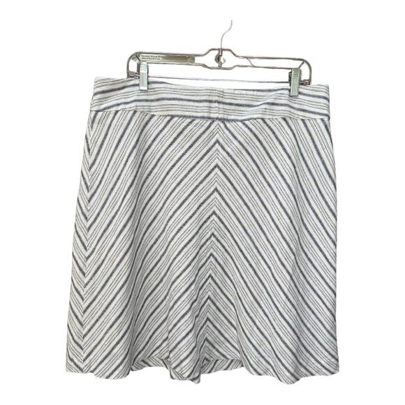 British Khaki Linen Blend Lined‎ Skirt Chevron Cream XL Cream Blue/Grey A-Line - Picture 1 of 10